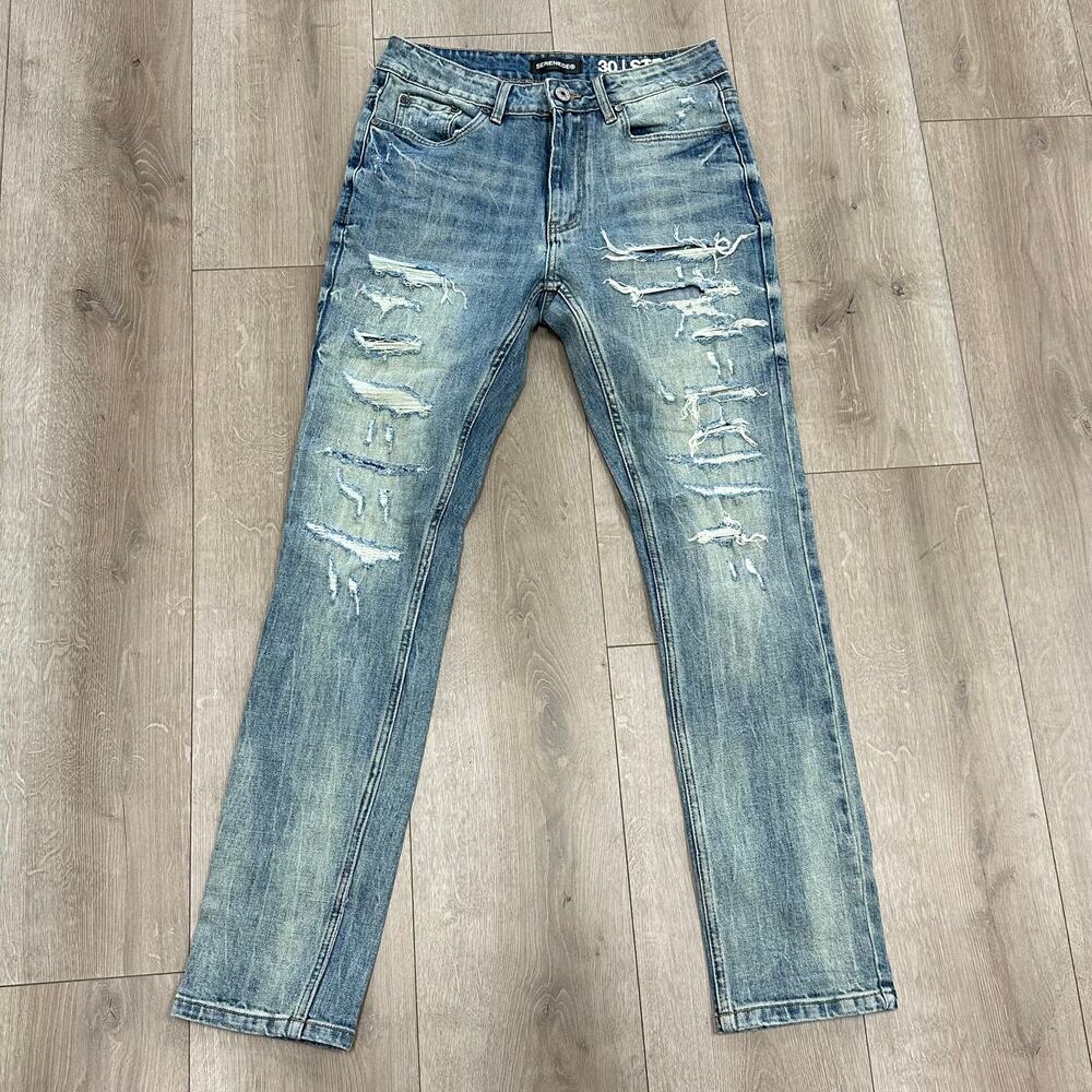 Serenede straight leg denim distressed jeans pants size 30 B31